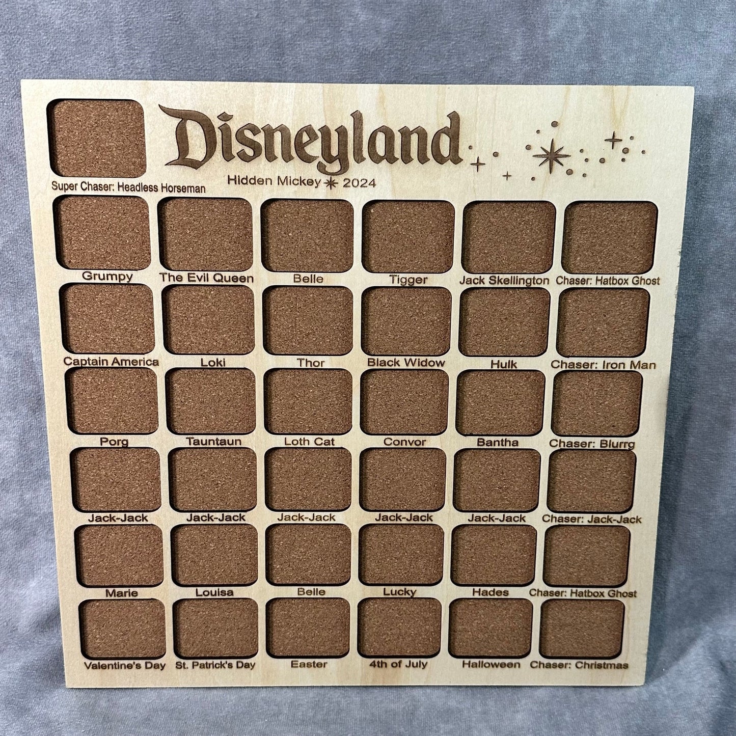 Custom Disney Pin Board - Disneyland Hidden Mickey 2024 - Fits Entire Set!