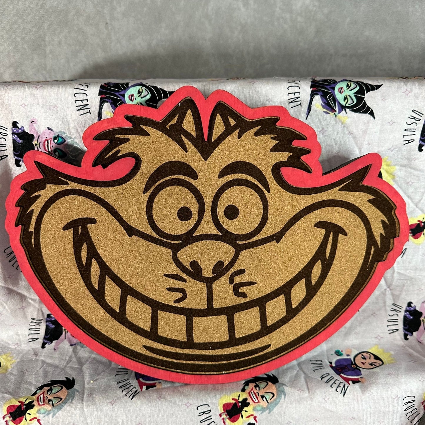 Custom Disney Pin Board - Cheshire Cat Head - Laser Engraved
