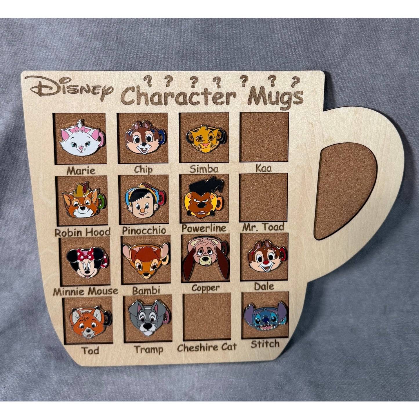 Custom Disney Pin Board - Character Mugs - Fits Entire Set!