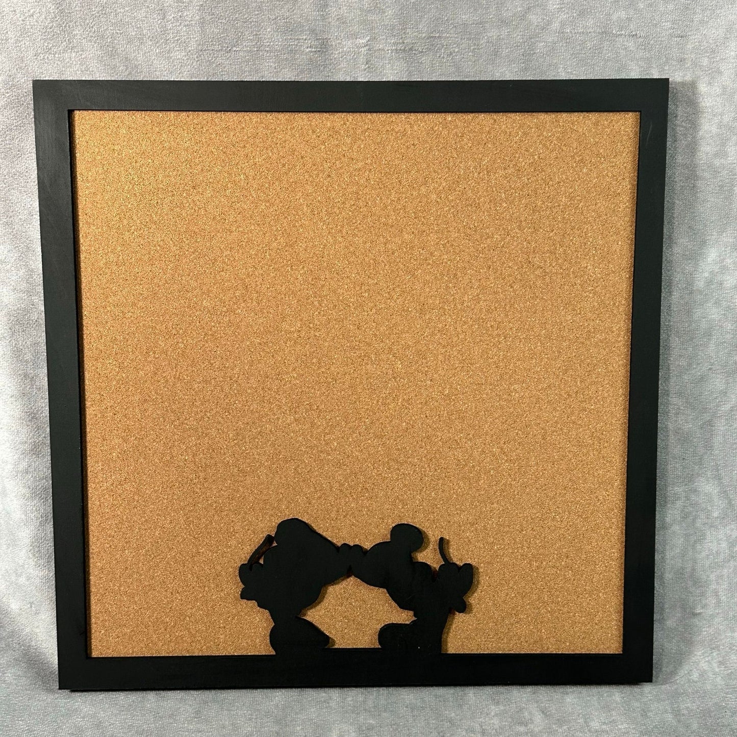 Custom Disney Pin Board - Mickey Minnie Kiss - Wood Frame