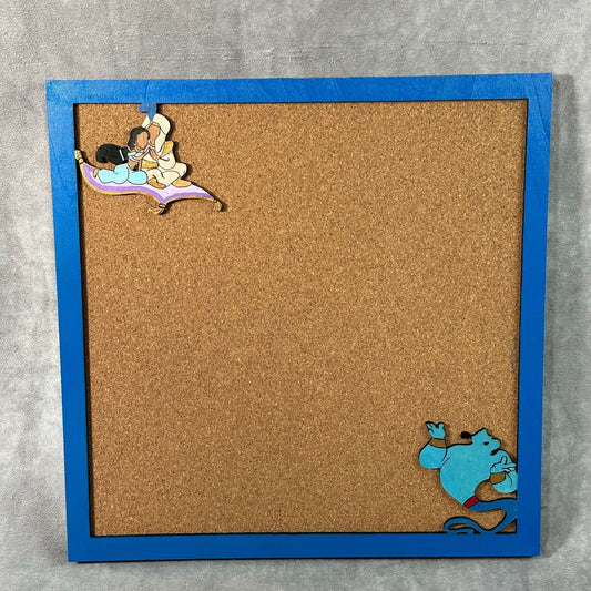 Custom Disney Pin Board - Aladdin Genie Wood Frame