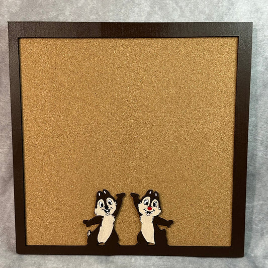 Custom Disney Pin Board - Chip and Dale Wood Frame