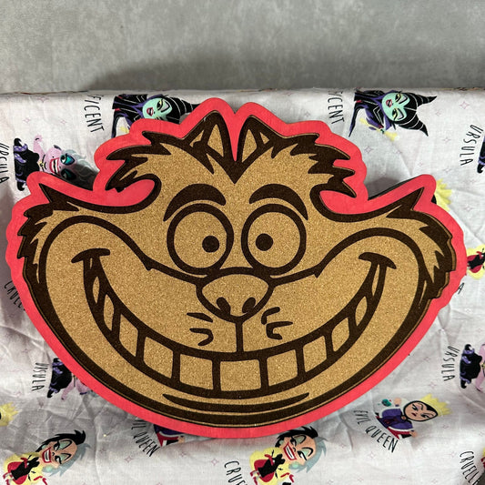 Custom Disney Pin Board - Cheshire Cat Head - Laser Engraved