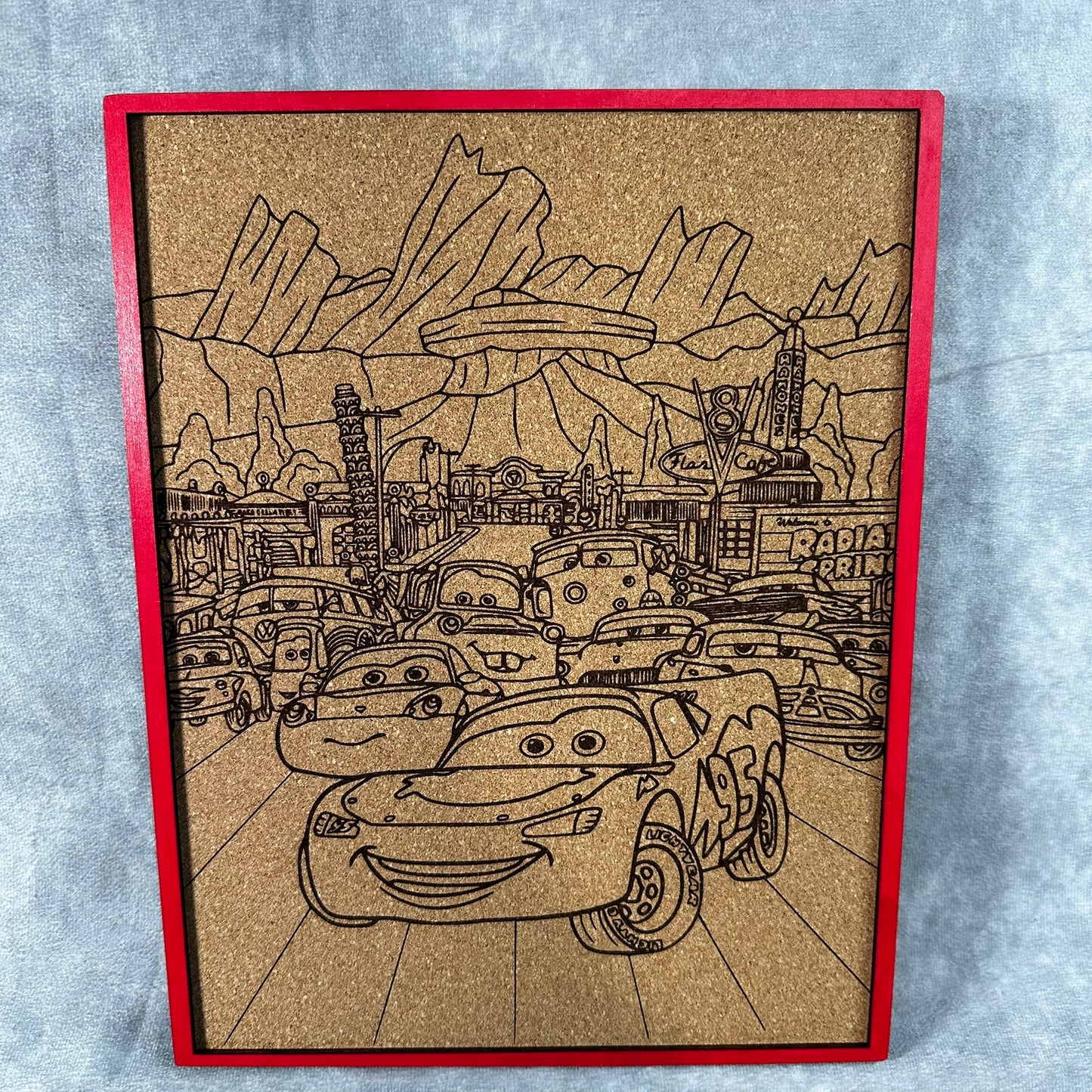 Custom Disney Pin Board - Cars (Radiator Springs) - Laser Engraved