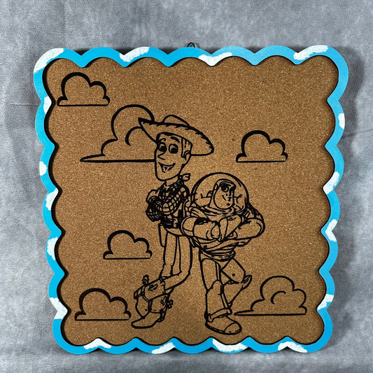 Custom Disney Pin Board - Woody and Buzz Toy Story - Laser Engraved