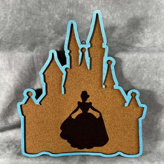 Custom Disney Pin Board - Cinderella Castle w/ Cinderella - Laser Engraved
