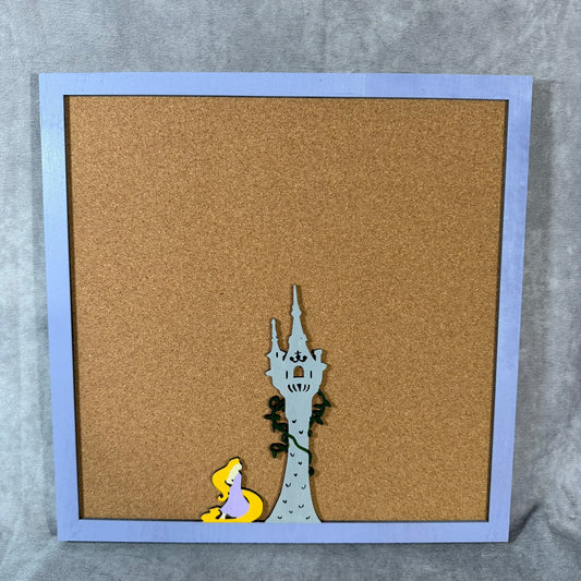 Custom Disney Pin Board - Rapunzel Wood Border