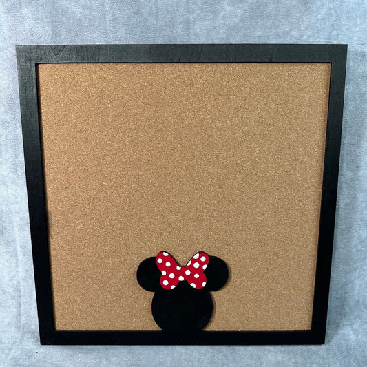 Custom Disney Pin Board - Minnie Mouse Head - Wood Frame