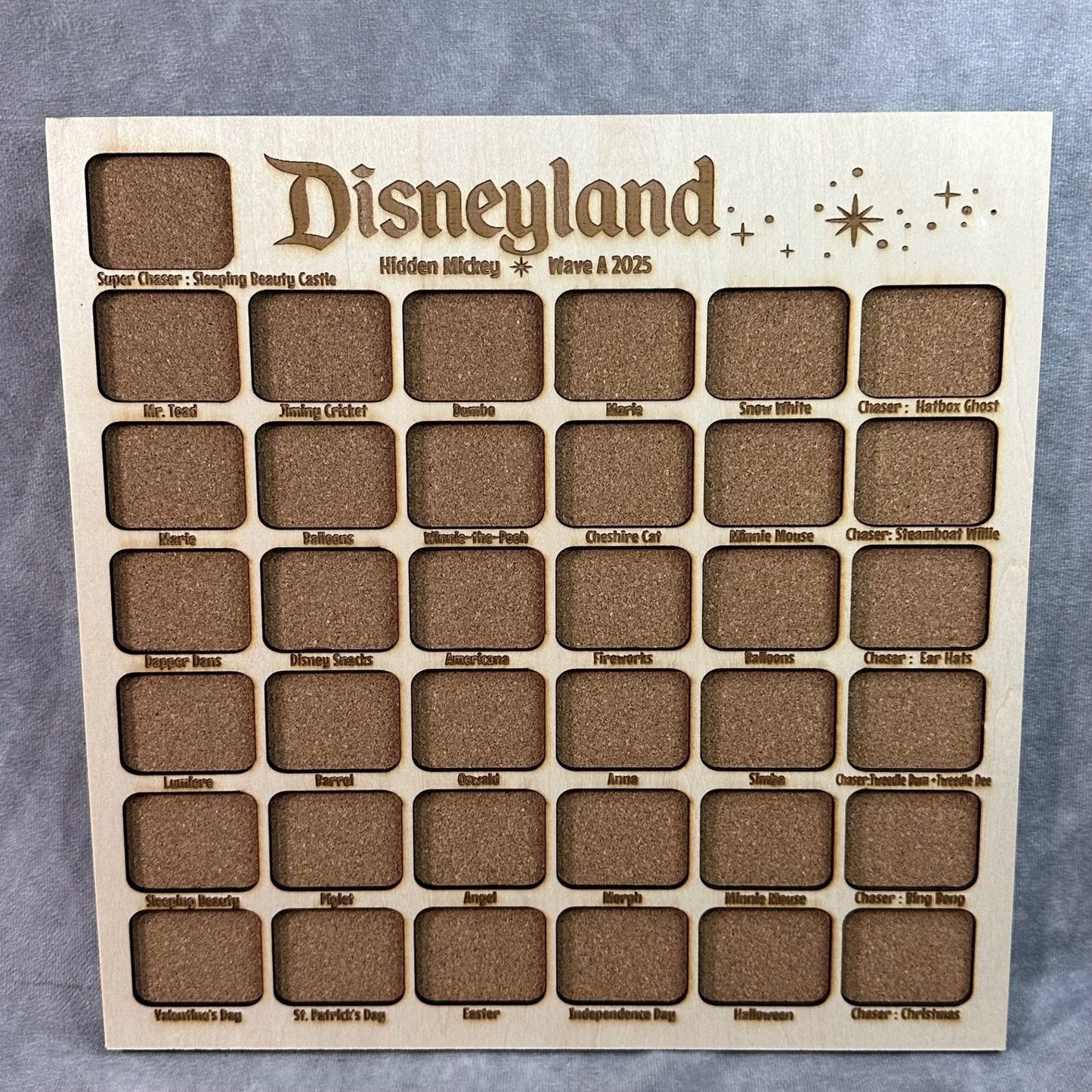 Custom Disney Pin Board - Disneyland Hidden Mickey Wave A - Fits Entire Set!