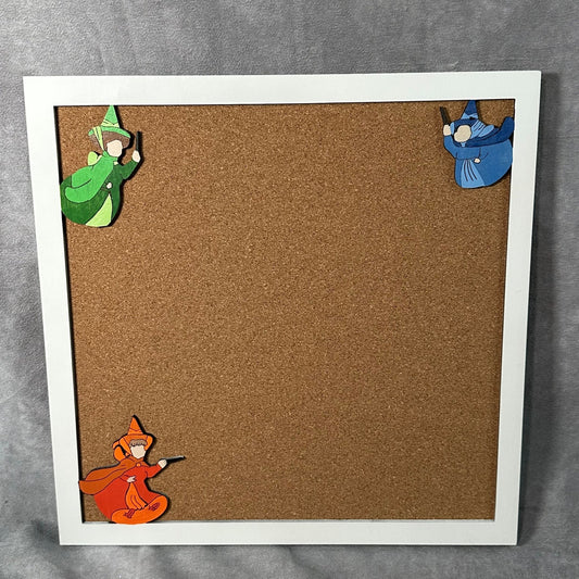 Custom Disney Pin Board - 3 Fairies Sleeping Beauty Wood Frame