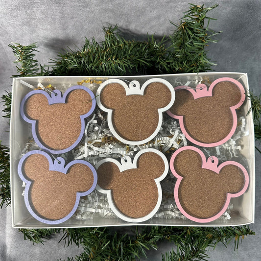 Disney Pin Board Ornaments 6-Pack Mickey Heads - Purple, Pink, White