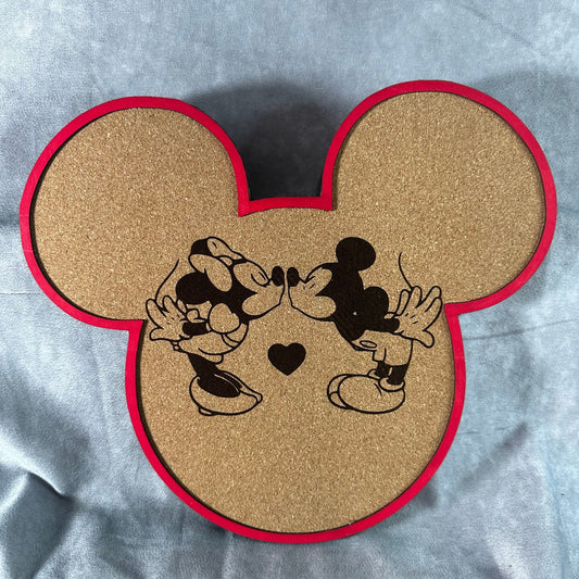 Custom Disney Pin Board - Mickey Minnie in Love - Laser Engraved